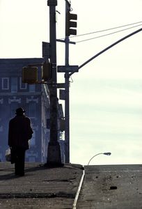 Old man with groceries, 1987.