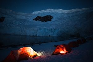 Sleeping under the glacier temple
