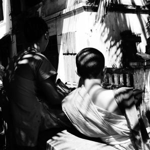 Shadows over monks. Laos