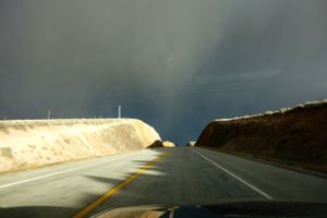 Driving East as the sun sets in the West