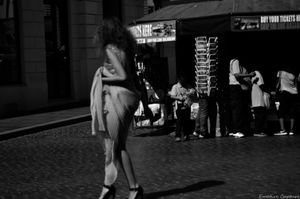 Model walking in the street