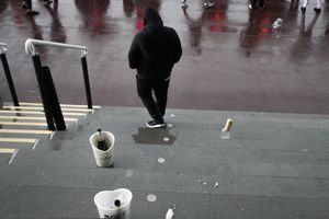 Champagne buckets litter the grandstand.
