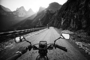 On the Road as the sun sets