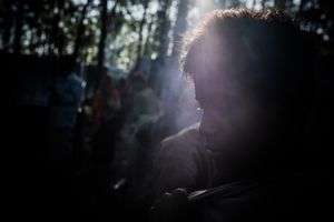 The Rohingya Refugee Crisis. A refugee boy, lost in the big camps near Ukhia, Bangladesh.