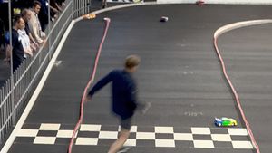 Flying across the track