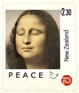 Peace Mona Lisa 
postage stamp
