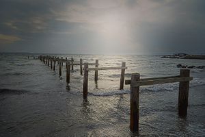 Pillars in the sea