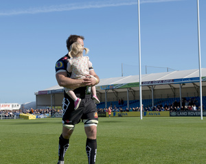 Kai Horstmann .Exeter Chiefs player and daughter. Final match of season. Sandy Park Stadium.