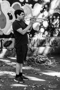 Musician practising by the side of the Danube Canal