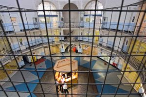 This section of Wandsworth prison is known as the central star and it leads to all original wings of the prison. HMP Wandsworth in South West London was built in 1851 and is one of the largest prisons in Western Europe. It has a capacity of 1456 prisoners.