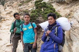 Boys make their way back home to Southern Nepal by foot after coming to Dolpo, but not finding much yartsa gunbu. Upper Dolpo, Nepal, June 2017.