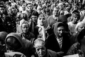 People on the Ascension service in the Ascension church, Belgrade 2016.