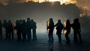 Yellow Vest riots in Paris. Champs-Élysées, 2019.