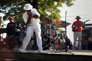 “People connect with the blues because it’s the truth,” says Detroit musician Thomas Pablo. “The blues are about love lost and love hoped for. There is no in-between.” Pablo plays the harmonica at a neighborhood jam session that draws a crowd of hundreds every Sunday in the summer, just four blocks east of where Hastings Street stood.© Nicholas Gregory