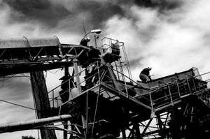 Workers, active mine, Cyprus