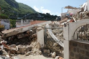 The totally collapsed house where Ciro and his two little brothers were rescued.
