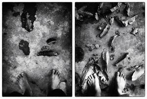 a bit or a lot - Back to the backyard, under the trees, in between building food stalls run by the family. From day to day, from season to season, staring at the falling leaves: to be cleaned - swept, and placed back into the ground, partially utilized as fertilizer for the soil itself.© Indra Widi