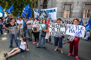 Cristina's supporters on her last day in office.