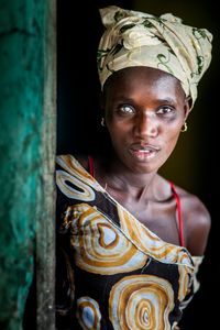 Woman with a worn out glass eye