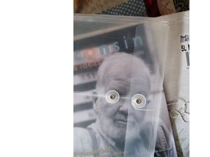 Readymade collage with LK portrait of photographer/archivist Paul Vanderbilt- cover of 'Wisconsin People and Ideas' magazine, 2015,
