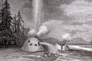 ‘Wood cut of Grotto Geyser'