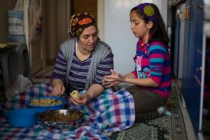 With her grandchild  Nupelda Tosun.