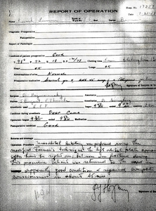 Report of lobotomy.