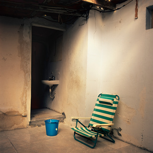Messina, Sicily. Interior of a house in the Fondo Fucile slum.