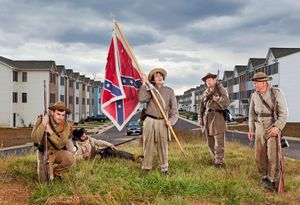 Confederate re-enactors at Germanna Heights apartments, Locust Grove, VA, 2010.