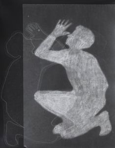 Subconscious Narratives (Double Self-Portrait), 2021, photogram with interventions (white pencil), silver gelatin print, 30,5 x 24 cm
