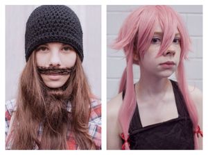 “Girl with beard & Girl with pink wig”