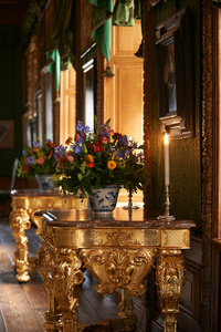 historical flower arrangement in historical rooms at Paleis Het Loo Apeldoorn The Netherlands