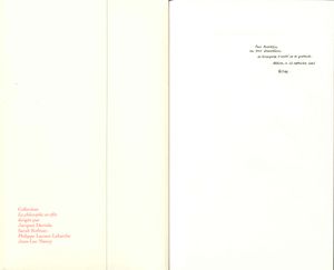 Philippe Lacoue -Labarthe dedication