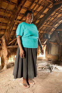 Hellan Kalo, 53 years, Farealapa Village, Nguna Island. Standing in her new kitchen.