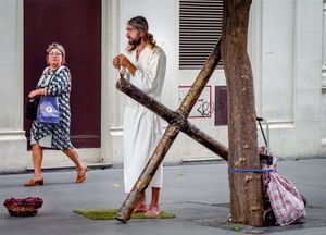 Jesus rolls a fag.