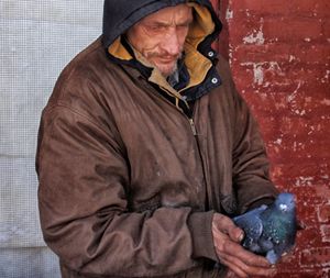 Clay with the injured pigeon