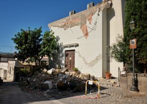 The Church of Santa Maria del Suffragio, called Purgatory Church, built in the seventeenth century and yet completely destroyed by the earthquake of 1883.