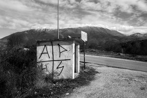 bus stop, Mt. Olympus, 2016