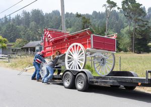 Family loading up the fire truck after the parade