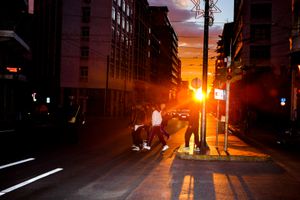 The city sunset.