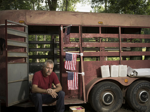 Thomas Davis at the Jefferson Junction Flea Market in Perdergrass, Georgia on August 1, 2015. Thomas has an industrial demolition business. He sells items at flea markets ocassionally to help when his regular business is slow/