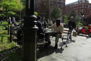Playing chess in Washington Square park