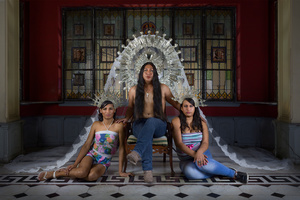 Denise, Yefri, and Angie, from the series Virgenes de la Puerta, 28"x42", 2015