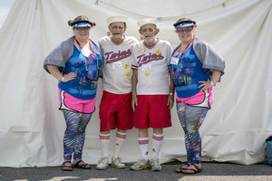 Twins Days 2015.  Brittany and Courtney Arnold (21) with David and Walter Oliver (79).