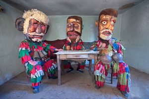 Wooden heads, Elov Dol, Bulgaria