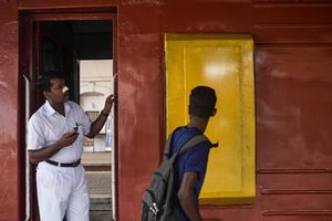 Train operator at Columbo train station.
