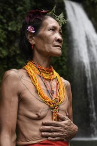 Portrait of beautiful Mentwai tribe woman
