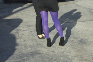 PURPLE LEGS AT ART EVENT