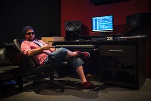 Taysir Odeh MC and producer in his studio in Ramallah. Taysir is joined by Laith Hijjawai, Osama Sa’ed and Haitham Hijjawi to complete the hip hop crew West Bank Band. Hip Hop and Rap are very popular in Palestine and the members of WBB started the band because the music of Western and Arabic artists didn’t reflect their experiences living under occupation in the West Bank. © David Brunetti