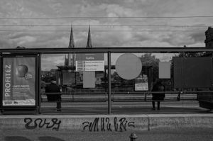 Two mens, no tram.